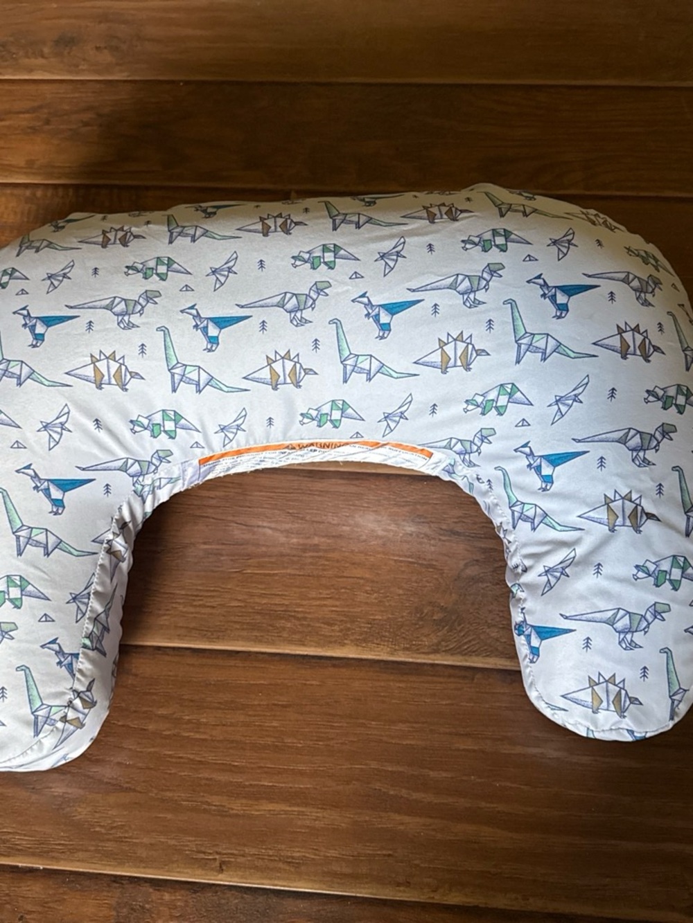 BOPPY Brand Dino Print Nursing Pillow Cover in White and Blue